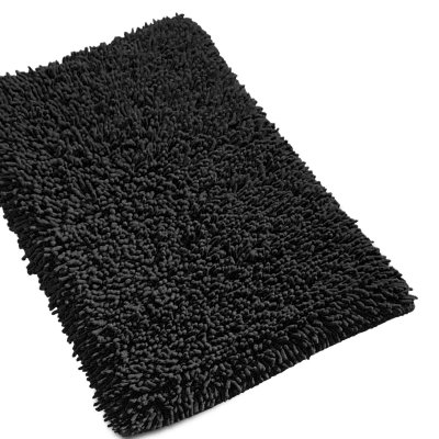 LINNEA  Tapis de Bain 50x80 cm Chenille Noir 1800 g/m2