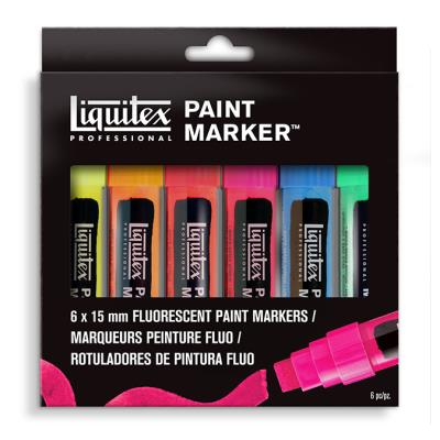 LIQUITEX  Paint Marker 6 Pennarelli Punta Largha Colori Fluo, 6 Pezzi