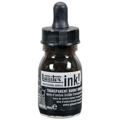 LIQUITEX  Professional Encre Acrylique Flacon Avec Pipette 30 ml Terre Dombre Brul&eacute;e Transparente