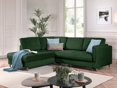 Lisa Design Canap&eacute; d'angle gauche convertible 5 places BROOKE - Velours Vert