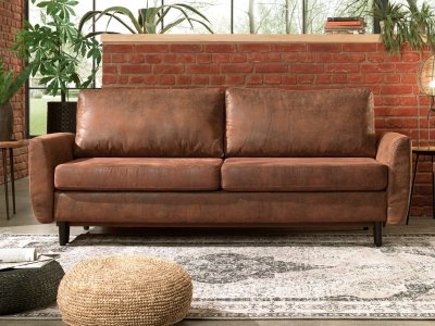 LISA DESIGN  Canap&eacute; droit convertible 3 places DAN - Microfibre Marron