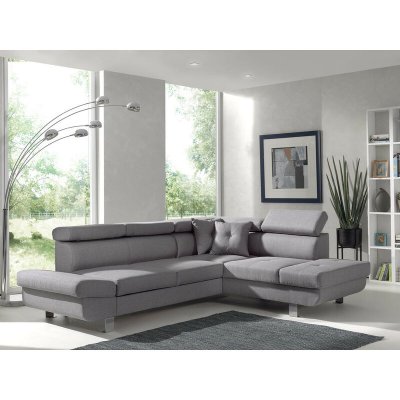 BESTMOBILIER Lisbona - Canap&eacute; d'angle convertible - 5 places - Droit - Gris clair 