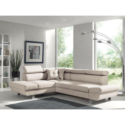 Lisbona - Canap&eacute; d'angle convertible - 5 places - Gauche - Beige 