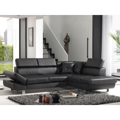 BESTMOBILIER Lisbona - Canap&eacute; d'angle convertible - en PU - avec t&ecirc;ti&egrave;res r&eacute;glables - Droit