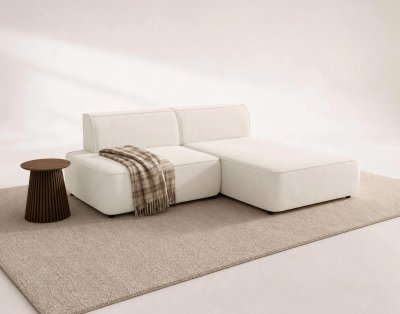 BEST MOBILIER Lisette - Canap&eacute; d'angle droit 4 places convertible avec coffre en velours