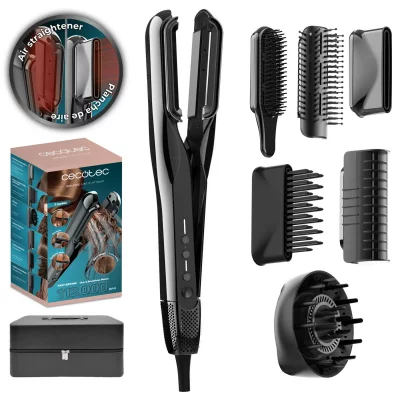 CECOTEC Lisseur Cheveux AirLisse 6 en 1 Platinum Noir