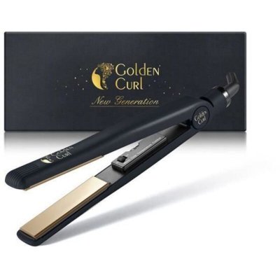 GOLDEN CURL Lisseur -  - THE GOLD TITANIUM - Noir - Gant r&eacute;sistant &agrave; la chaleur - 2 pinces crocodile