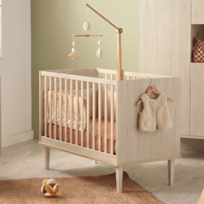 SAUTHON Lit 120x60 sur pieds - d&eacute;cor bois h&ecirc;tre cendr&eacute; - OPALINE