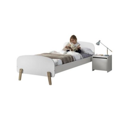 VIPACK Lit 90x200 et chevet 1 porte kiddy - blanc