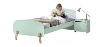 VIPACK Lit 90x200 et chevet 1 porte kiddy - vert menthe