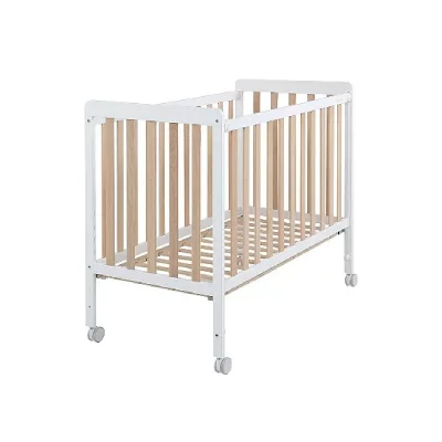 MICUNA Lit &agrave; barreaux - berceau 120 x 60 cm bois naturel et blanc nordika