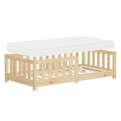 ML DESIGN Lit au sol enfant 70x140 cm pin massif beige avec matelas et antichute