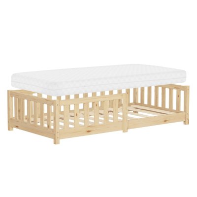 ML DESIGN Lit au sol enfant 80x160 cm pin massif beige avec matelas et antichute
