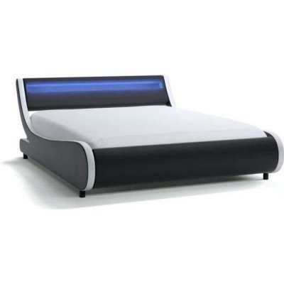 Lit avec sommier et t&ecirc;te de lit LED en PU 160x200 cm NEON