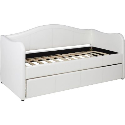 VENTE UNIQUE Lit banquette gigogne MATHILDE - 2 x 90 x 190 cm - Simili - Blanc 