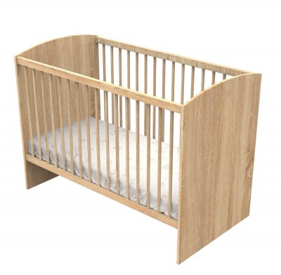 SAUTHON Lit B&eacute;b&eacute; 120 X 60 Avec T&ecirc;tes De Lit Arrondies En Bois D&eacute;cor Ch&ecirc;ne Dor&eacute;