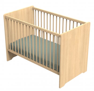 SAUTHON MOBILIER Lit b&eacute;b&eacute; 120 x 60 avec t&ecirc;tes de lit arrondies en bois d&eacute;cor ch&ecirc;ne miel