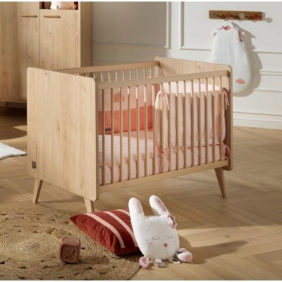 SAUTHON Lit b&eacute;b&eacute; - 120 x 60 cm - Matelas inclus - Arty - Chene Suave/Hetre -