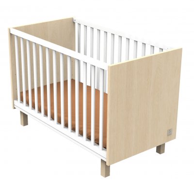 SAUTHON MOBILIER Lit b&eacute;b&eacute; 120x60 avec pieds d&eacute;cor ch&ecirc;ne velours et balustres blancs