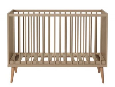  Lit b&eacute;b&eacute; 60x120 cm bois laqu&eacute; taupe et h&ecirc;tre clair Cosy
