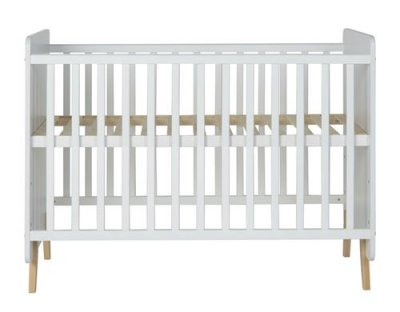 QUAX Lit b&eacute;b&eacute; 60x120 cm m&eacute;lamin&eacute; blanc et pieds h&ecirc;tre massif Nalice