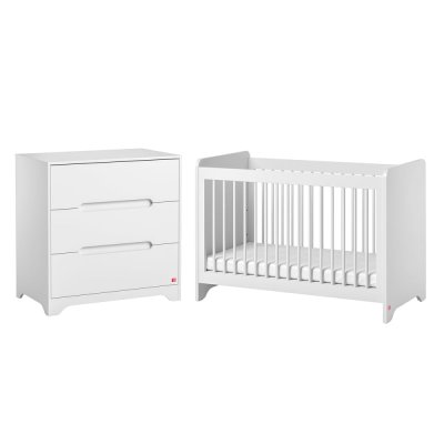 VOX Lit b&eacute;b&eacute; 60x120 et commode 3 tiroirs ova - blanc