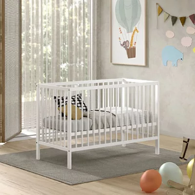 VIPACK Lit b&eacute;b&eacute; 60x120 sommier inclus meryl blanc DIBB6014 
