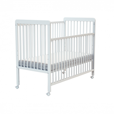 AT4 Lit b&eacute;b&eacute; coulissant &agrave; barreaux Bois massif 60 x 120 cm ESSENTIEL Blanc