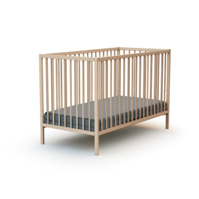 WEBABY Lit b&eacute;b&eacute; en bois massif brut, sommier r&eacute;glable 60X120 cm 