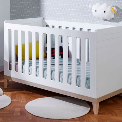 CHAMBREKIDS Lit b&eacute;b&eacute; &eacute;volutif 70x140 Blanc et H&ecirc;tre