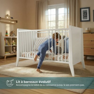 MINEA Lit b&eacute;b&eacute; &eacute;volutif TIMEO 60x120 cm (matelas non inclus)