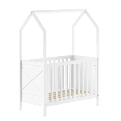 PARIS PRIX Lit B&eacute;b&eacute; Maisonnette ""Scott"" 60x120cm Blanc