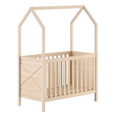 PARIS PRIX Lit B&eacute;b&eacute; Maisonnette ""scott"" 60x120cm Naturel