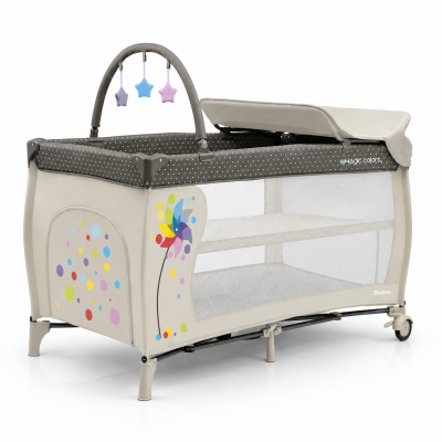 ASALVO Lit b&eacute;b&eacute; parapluie avec arche et table &agrave; langer 60x120 Windmill