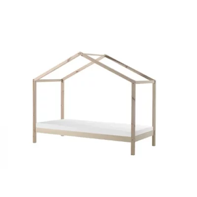 VIPACK Lit cabane 90x200 cm avec matelas pin massif clair Kobi