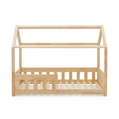 ADEKO KIDS Lit Cabane - Avec Barri&egrave;res bois naturel de pin
