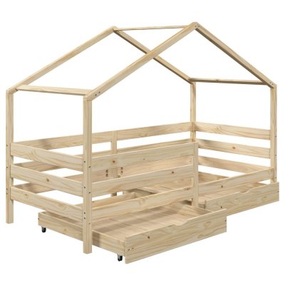 IDIMEX Lit cabane ENA avec tiroirs, 90 x 200 cm en pin massif naturel