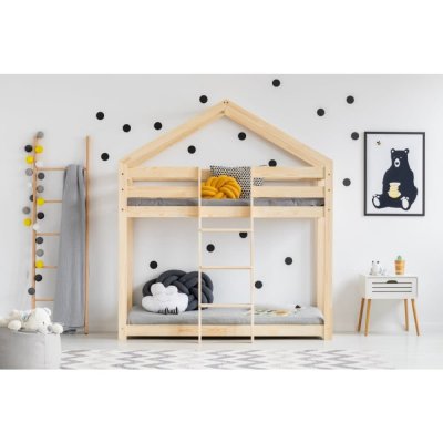 ADEKO KIDS Lit cabane superpos&eacute; 90x200 sommier inclus hortense - bois