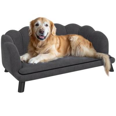 PAWHUT Lit canap&eacute; chien chat design contemporain coquillage