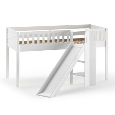 VIPACK Lit Compact Toboggan Blanc -  - Scott - Bois massif - Enfant - 207x203x114cm