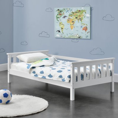 [EN.CASA] Lit d'Enfant Design Nuuk en Pin 160 x 80 cm Blanc Mat Laqu&eacute; 