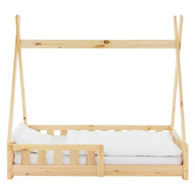 ML DESIGN Lit de tipi pour enfants lattes en bois naturel style indien maison 140 x 70 cm 3000013140