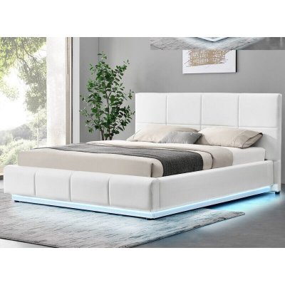 Lit design alexi avec sommier et coffre de rangement - blanc - 180x200