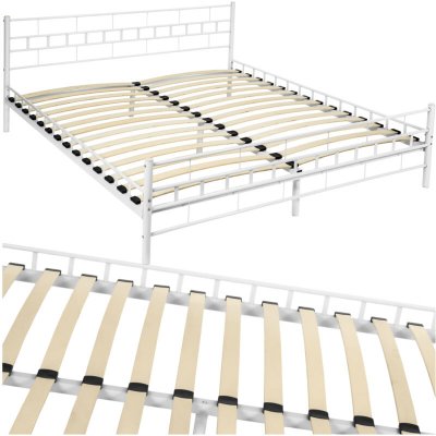 TECTAKE Lit design moderne avec sommier - 200 x 180 cm - blanc
