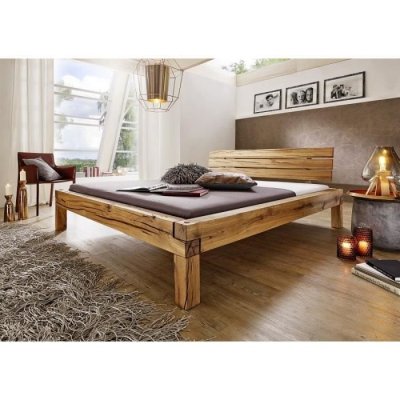 Lit double 200x200 Ch&ecirc;ne sauvage huil&eacute; Bois naturel KRAKAU #204