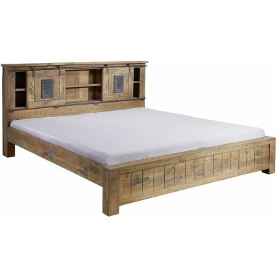 Lit double 200x200 Manguier laqu&eacute; Bois naturel RAILWAY #143