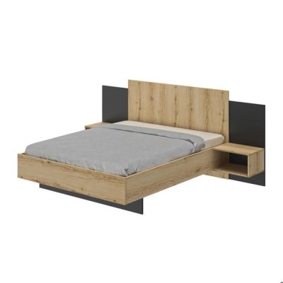 Lit double chevets lambris mimizan, made in france - 140x190 cm