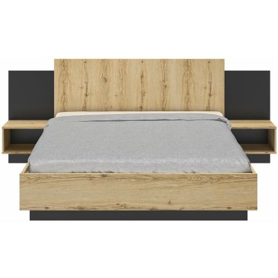 Lit double chevets lambris mimizan, made in france - 160x200 cm