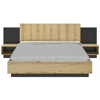 Lit double chevets lambris mimizan, made in france - 180x200 cm
