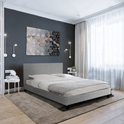 Lit dublin 160x200 + 1 sommier / Gris clair/ 210x165x76